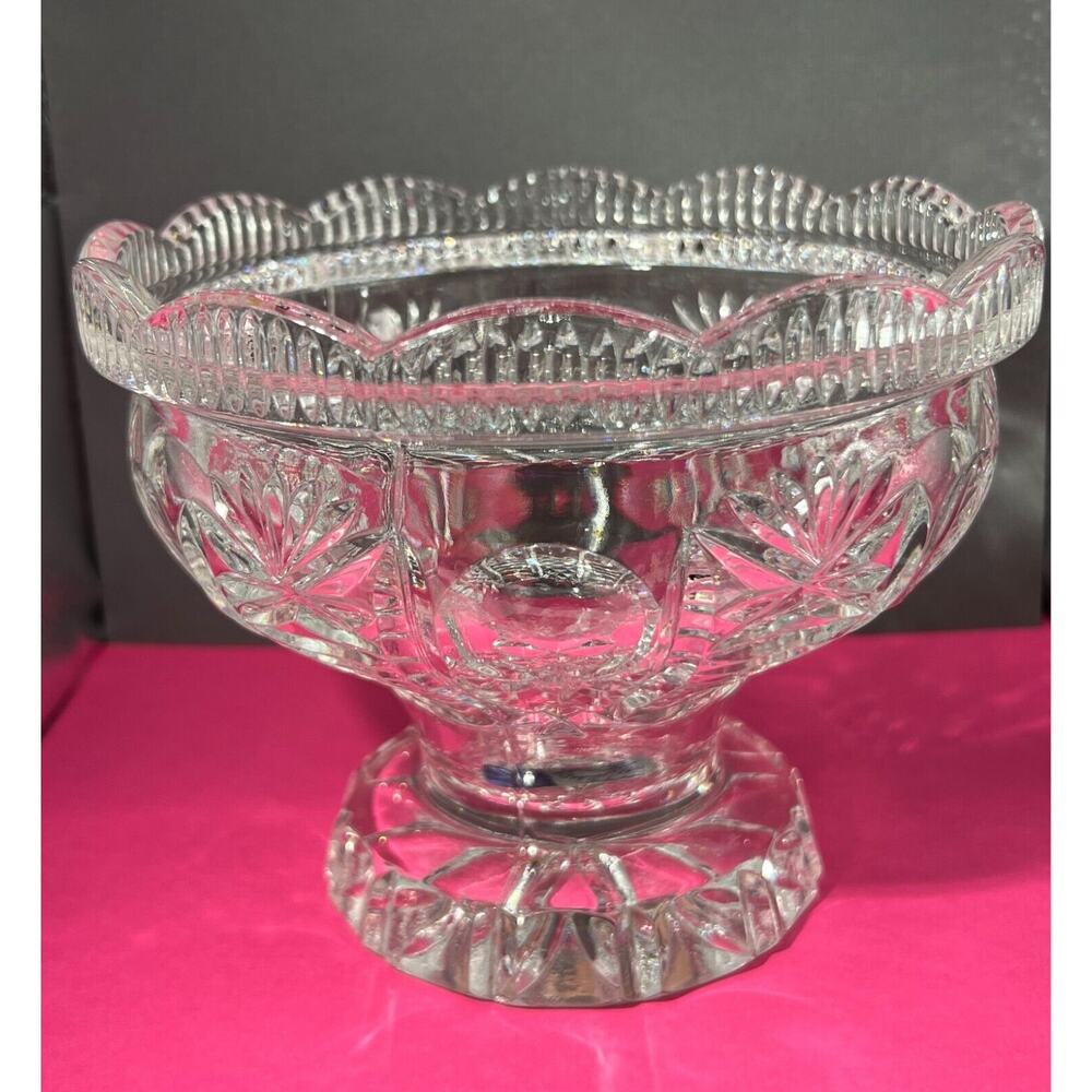 German Lausitzer Lead Crystal 24% Lead Oxide Pedestal Compote/Candy Dish